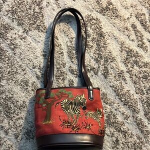 Zebra Print Red and Brown Women's Bag